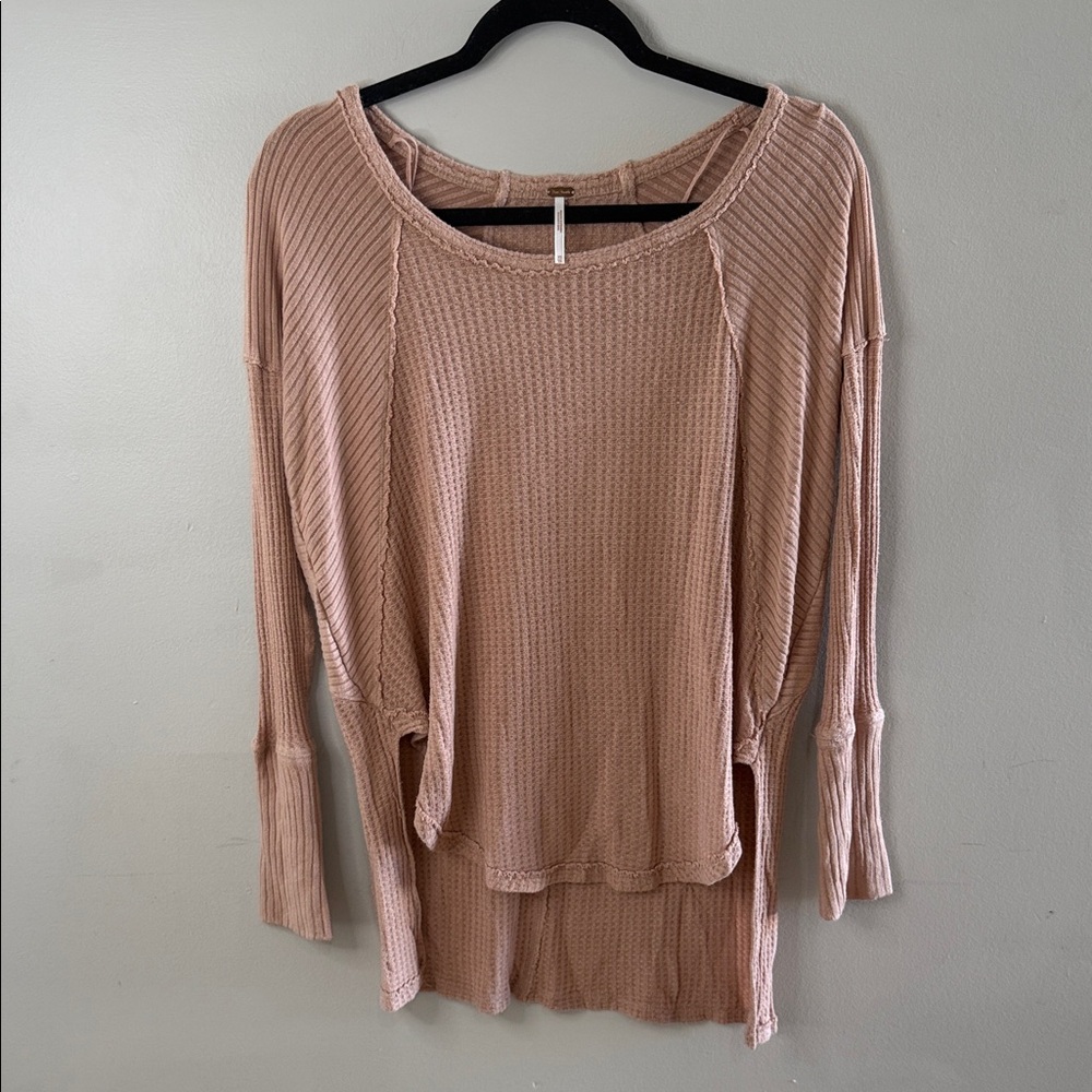 Free People Textured Knit Top in blush
